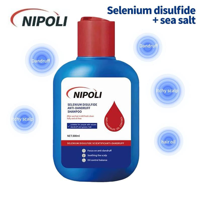NIPOLI Selenium Disulfide Hair Care Shampoo Oil Control Refreshing Anti-Dandruff Anti-Itch Scalp Cleansing Shampoo, 300ML