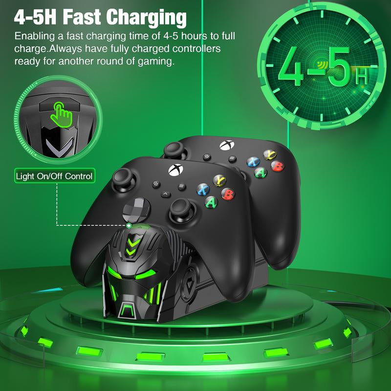 ESYWEN Rechargeable Xbox Controller Charger Station with 2X5520Mwh for Xbox Series X/S/One/One X/One S Elite Controller with 4 Battery Covers