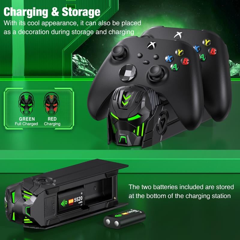 ESYWEN Rechargeable Xbox Controller Charger Station with 2X5520Mwh for Xbox Series X/S/One/One X/One S Elite Controller with 4 Battery Covers