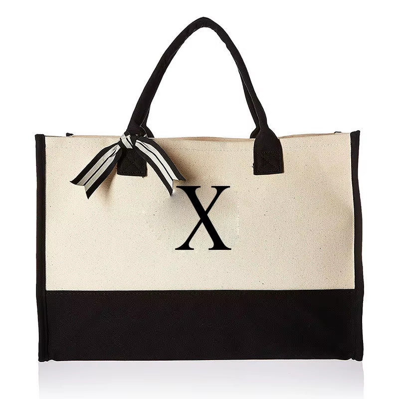 Fashionable Canvas Tote Bag with Floral Design - Versatile Beach and Shopping Handbag with Large Capacity