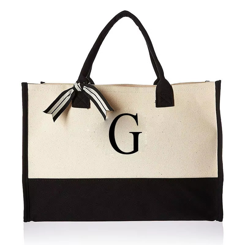 Fashionable Canvas Tote Bag with Floral Design - Versatile Beach and Shopping Handbag with Large Capacity
