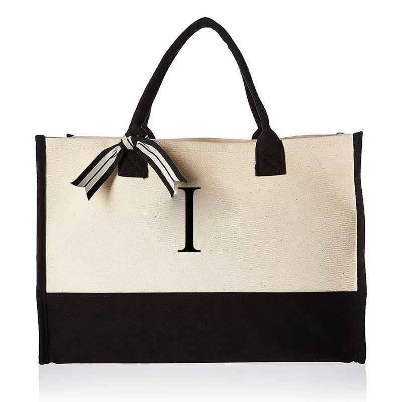 Fashionable Canvas Tote Bag with Floral Design - Versatile Beach and Shopping Handbag with Large Capacity