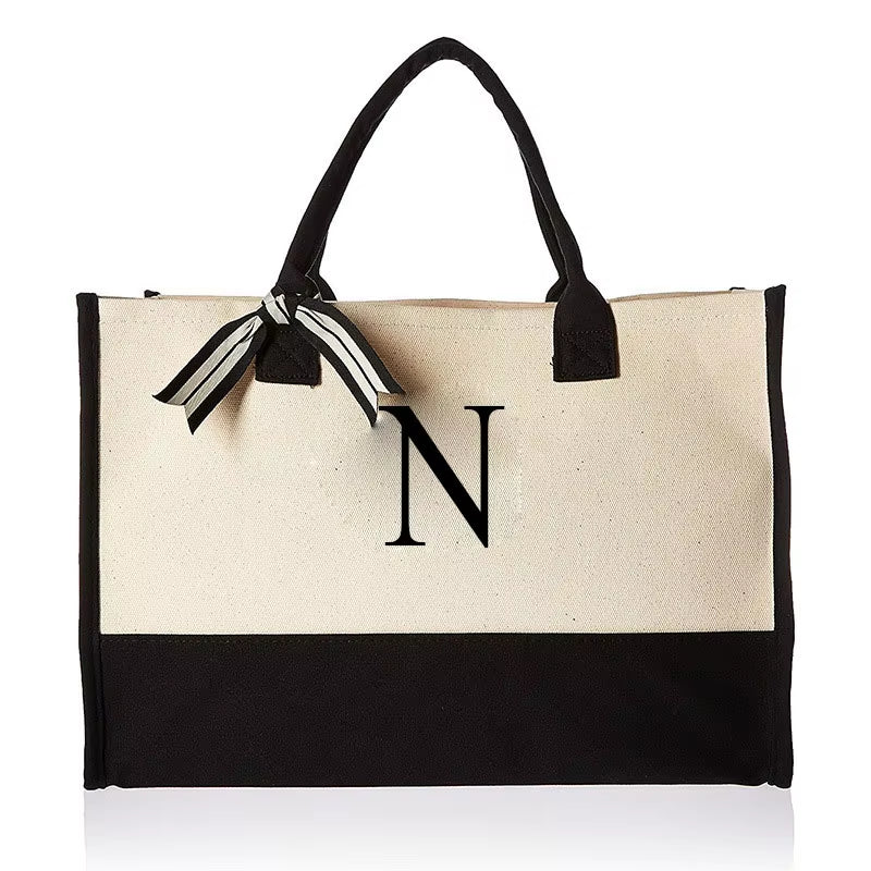 Fashionable Canvas Tote Bag with Floral Design - Versatile Beach and Shopping Handbag with Large Capacity