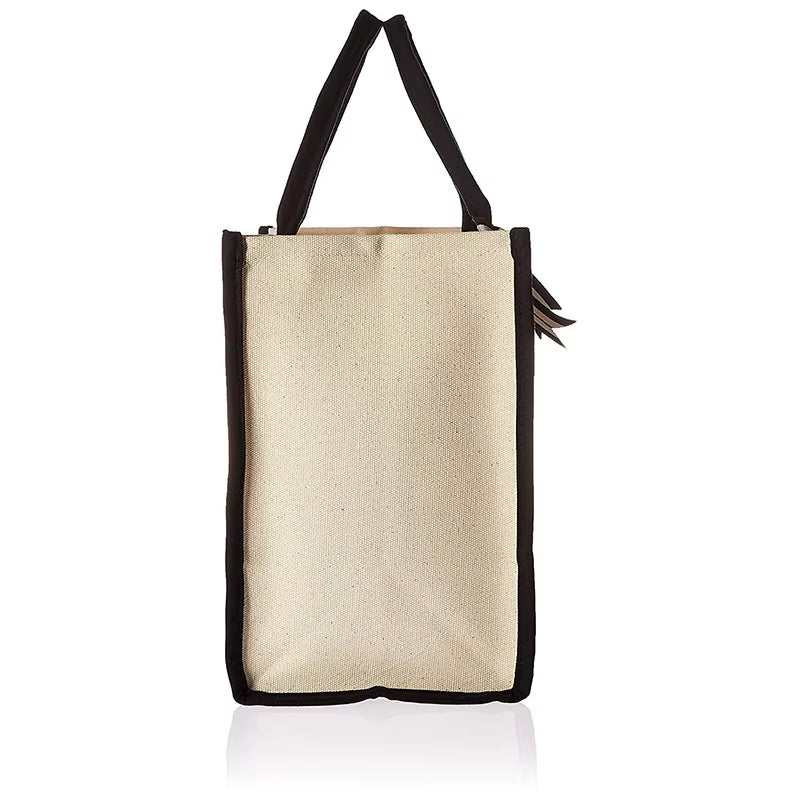 Fashionable Canvas Tote Bag with Floral Design - Versatile Beach and Shopping Handbag with Large Capacity