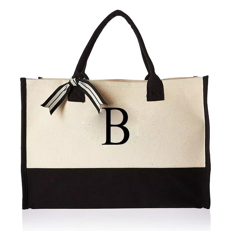 Fashionable Canvas Tote Bag with Floral Design - Versatile Beach and Shopping Handbag with Large Capacity