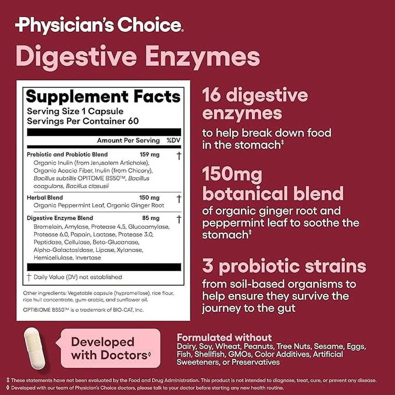Physician'S Choice Gut Health Bundle: 60B Probiotic 30Ct + Digestive Enzymes 60Ct for Gut Health