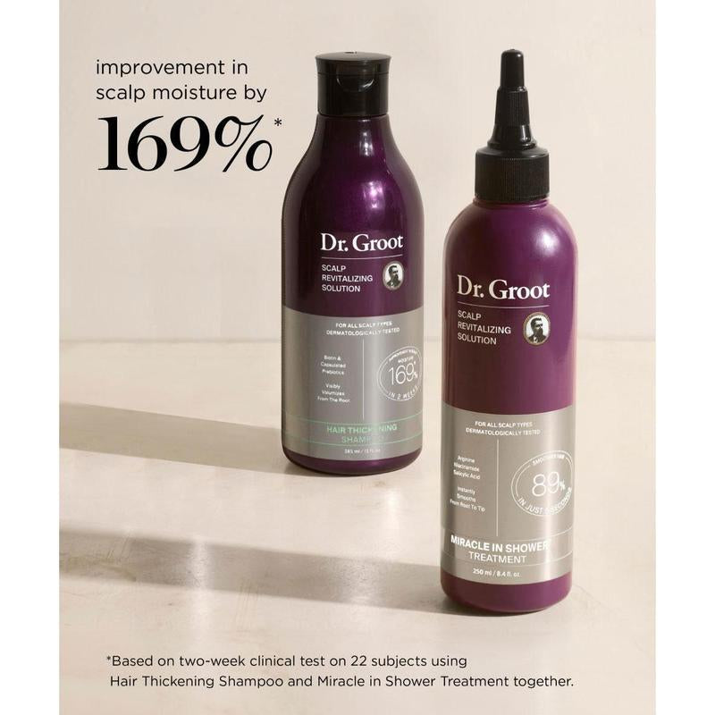 Dr. Groot Thicken & Smooth at Home and on the Go Bundle, Hair Thickening Shampoo, Miracle in Shower Treatment, Mini Hair Thickening Set