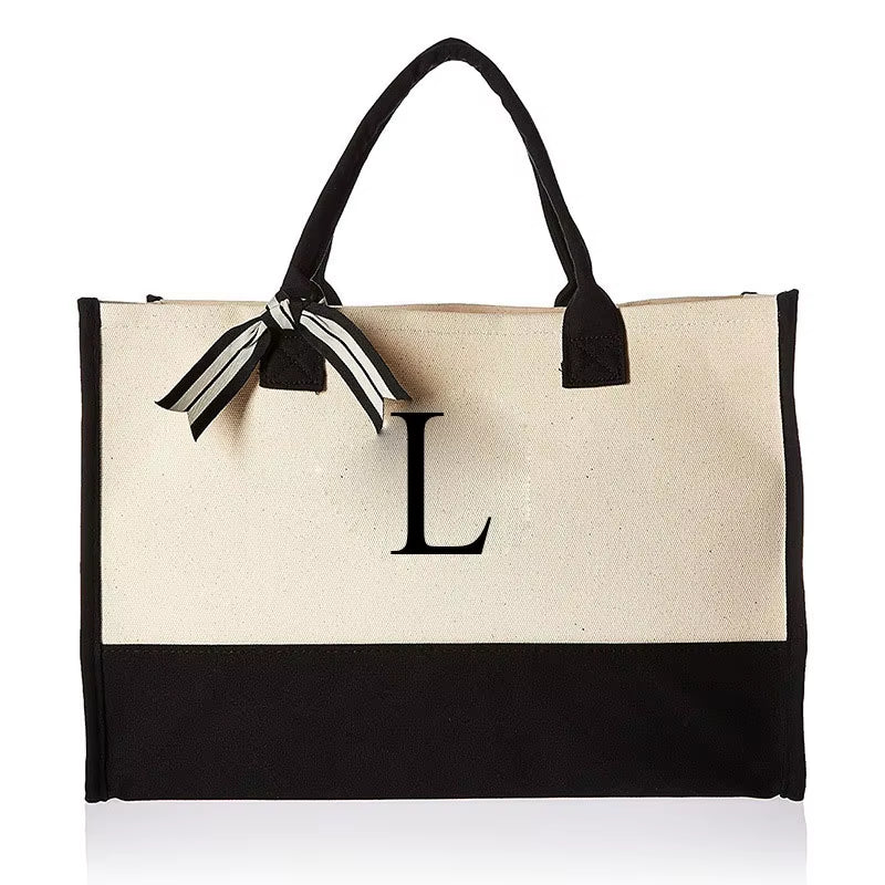 Fashionable Canvas Tote Bag with Floral Design - Versatile Beach and Shopping Handbag with Large Capacity
