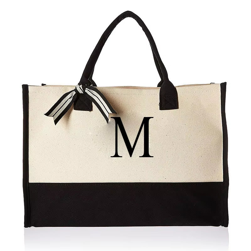 Fashionable Canvas Tote Bag with Floral Design - Versatile Beach and Shopping Handbag with Large Capacity