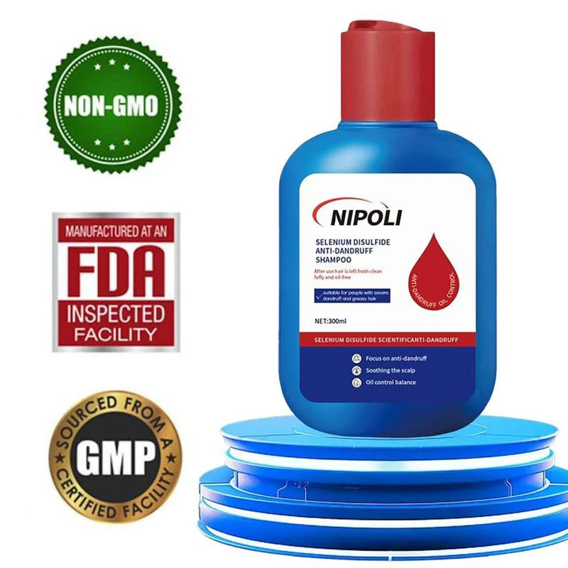 NIPOLI Selenium Disulfide Hair Care Shampoo Oil Control Refreshing Anti-Dandruff Anti-Itch Scalp Cleansing Shampoo, 300ML