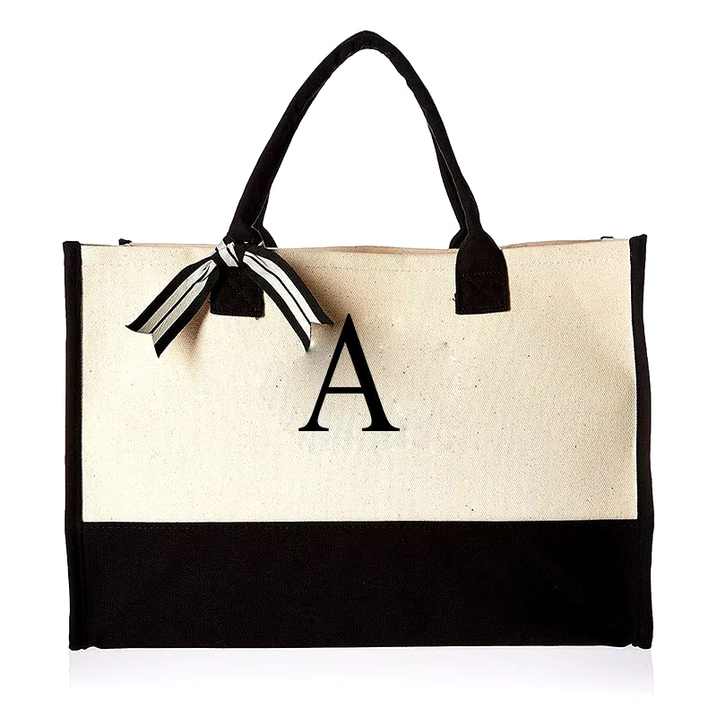 Fashionable Canvas Tote Bag with Floral Design - Versatile Beach and Shopping Handbag with Large Capacity