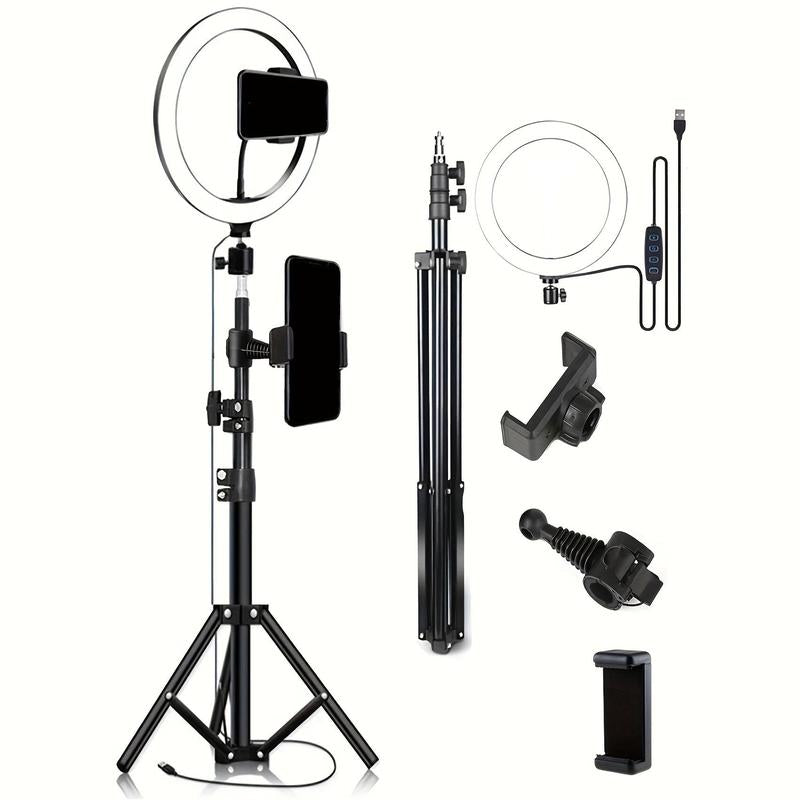 10 Inch Selfie Light Stand, USB Powered Adjustable Phone Selfie Light Stand, 3 Light Mode Phone Selfie Stand for Home Office