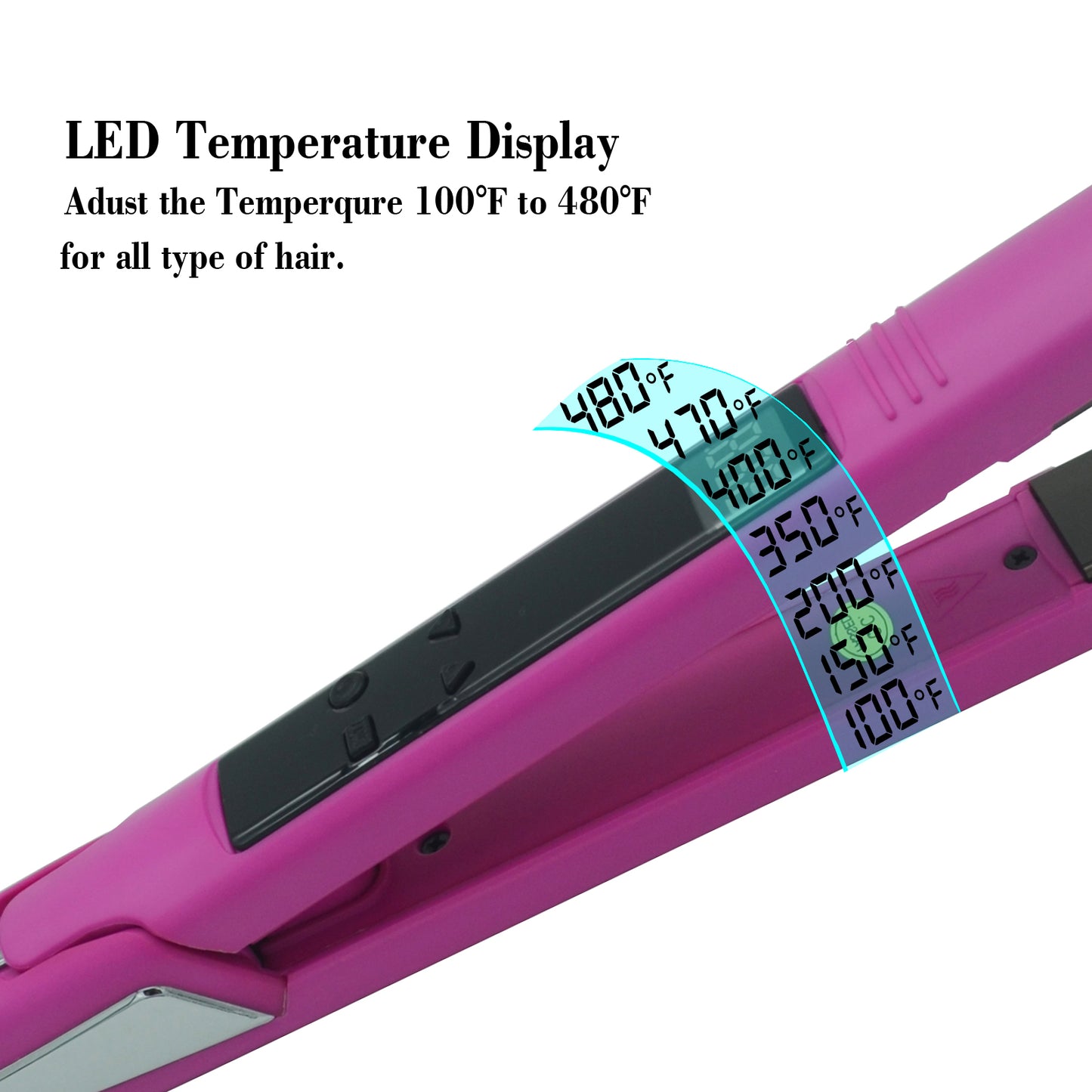 Titanium Hair Straightener Professional Dual Voltage 110V-220V Digital Display 70W High-Power Adjustable Heat Settings for Men & Women Hair Styling Tool