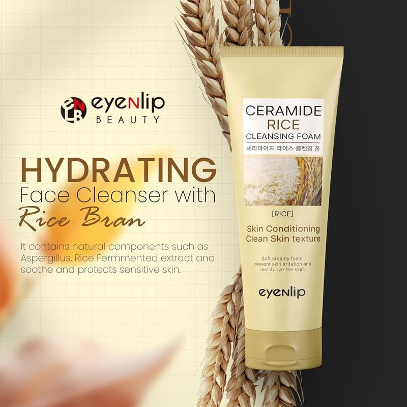 Eyenlip Pure & Deep Rice Cleansing Foam, 100Ml - Korean Cleanser for Men and Women Facial Skincare Comfort Skin Repair