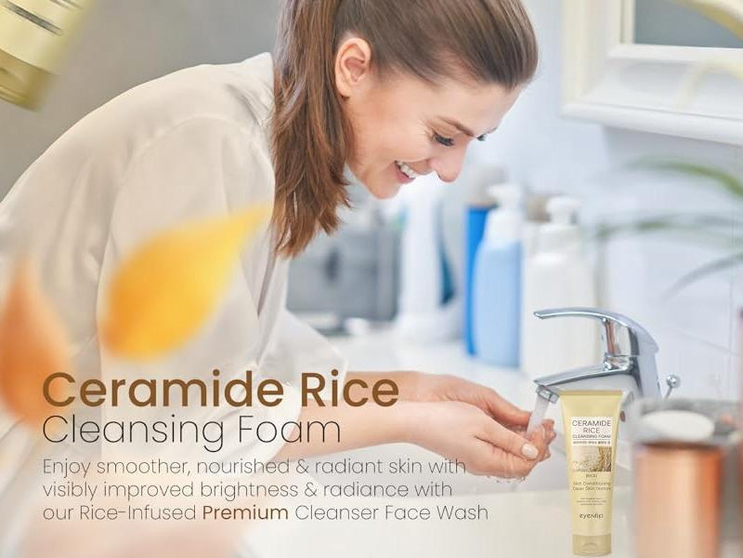 Eyenlip Pure & Deep Rice Cleansing Foam, 100Ml - Korean Cleanser for Men and Women Facial Skincare Comfort Skin Repair