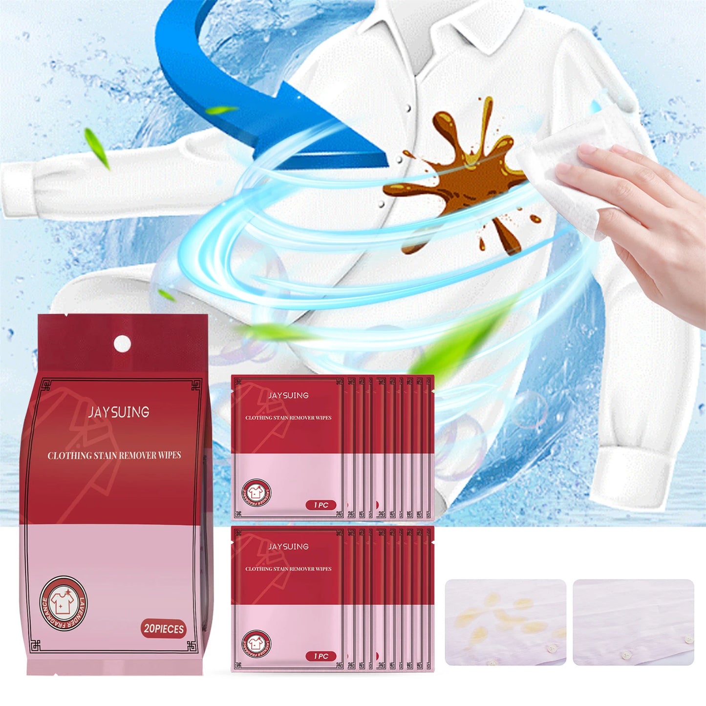 20/40/100/200Pcs Clothing Wipes Jacket Shirt Blouse Color Protection Stain Removal Wet Wipes Multifunction Clothes Cleaner