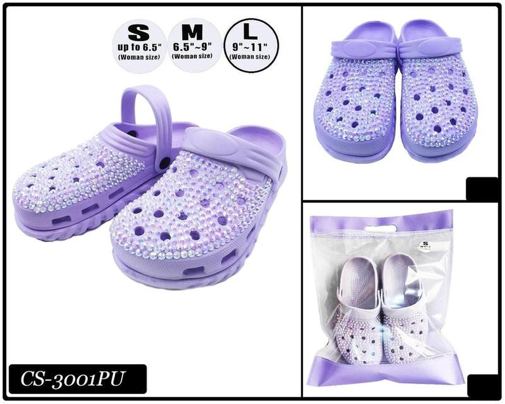 FASHION RHINESTONE CLOG SLIPPERS, POOL SLIDES, WOMENS SANDALS Summer Footwear Slippers