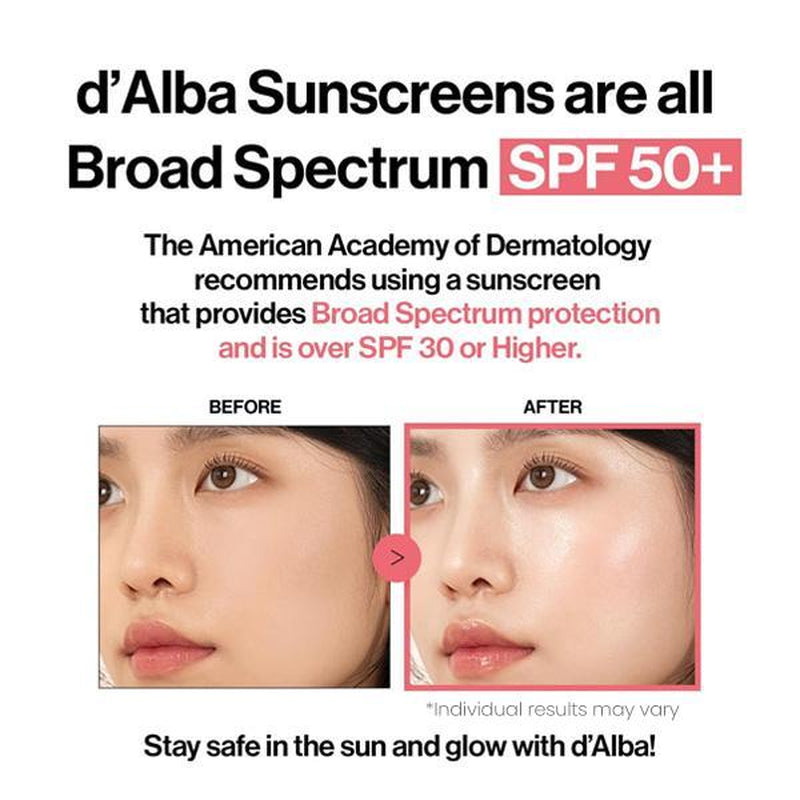 [OFFICIAL D'Alba] White Truffle Waterfull Tone up Sunscreen Serum - SPF 50+ Hydrating Korean Facial Sun Cream (1.69 Fl Oz) Lightweight Moisturizer
