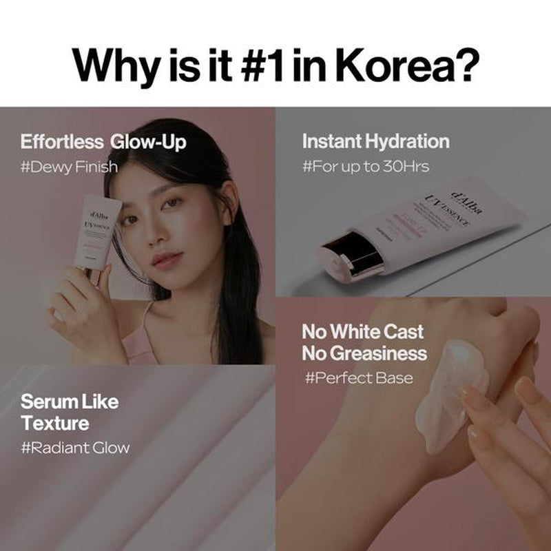 [OFFICIAL D'Alba] White Truffle Waterfull Tone up Sunscreen Serum - SPF 50+ Hydrating Korean Facial Sun Cream (1.69 Fl Oz) Lightweight Moisturizer