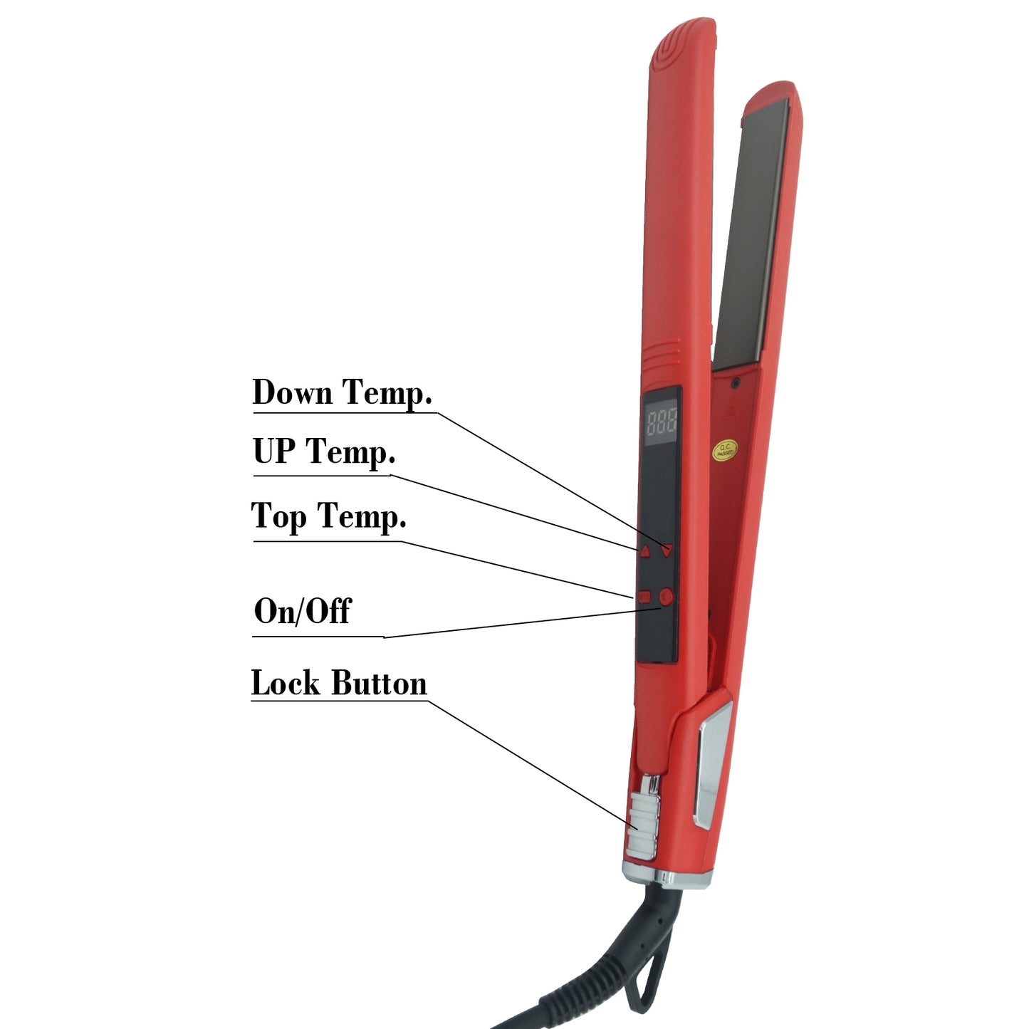 Titanium Hair Straightener Professional Dual Voltage 110V-220V Digital Display 70W High-Power Adjustable Heat Settings for Men & Women Hair Styling Tool