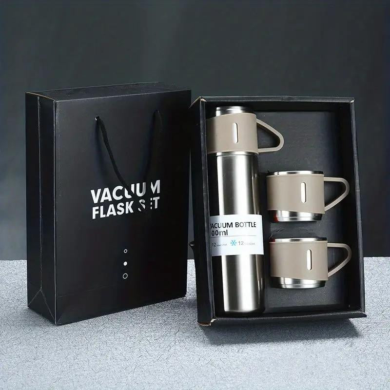 1Set Thermal Mug 500Ml/16.9Oz, Stainless Steel Vacuum Insulated Bottle with Cup for Coffee Hot Drink and Cold Drink, Water Flask Back to School