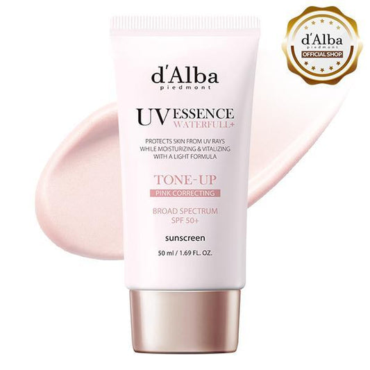 [OFFICIAL D'Alba] White Truffle Waterfull Tone up Sunscreen Serum - SPF 50+ Hydrating Korean Facial Sun Cream (1.69 Fl Oz) Lightweight Moisturizer