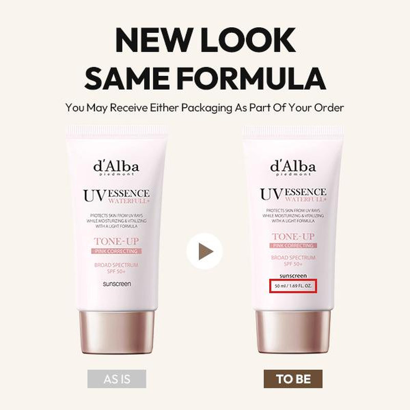 [OFFICIAL D'Alba] White Truffle Waterfull Tone up Sunscreen Serum - SPF 50+ Hydrating Korean Facial Sun Cream (1.69 Fl Oz) Lightweight Moisturizer