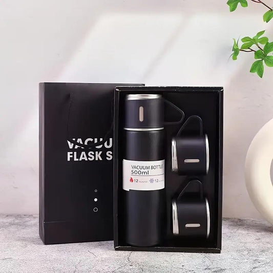 1Set Thermal Mug 500Ml/16.9Oz, Stainless Steel Vacuum Insulated Bottle with Cup for Coffee Hot Drink and Cold Drink, Water Flask Back to School