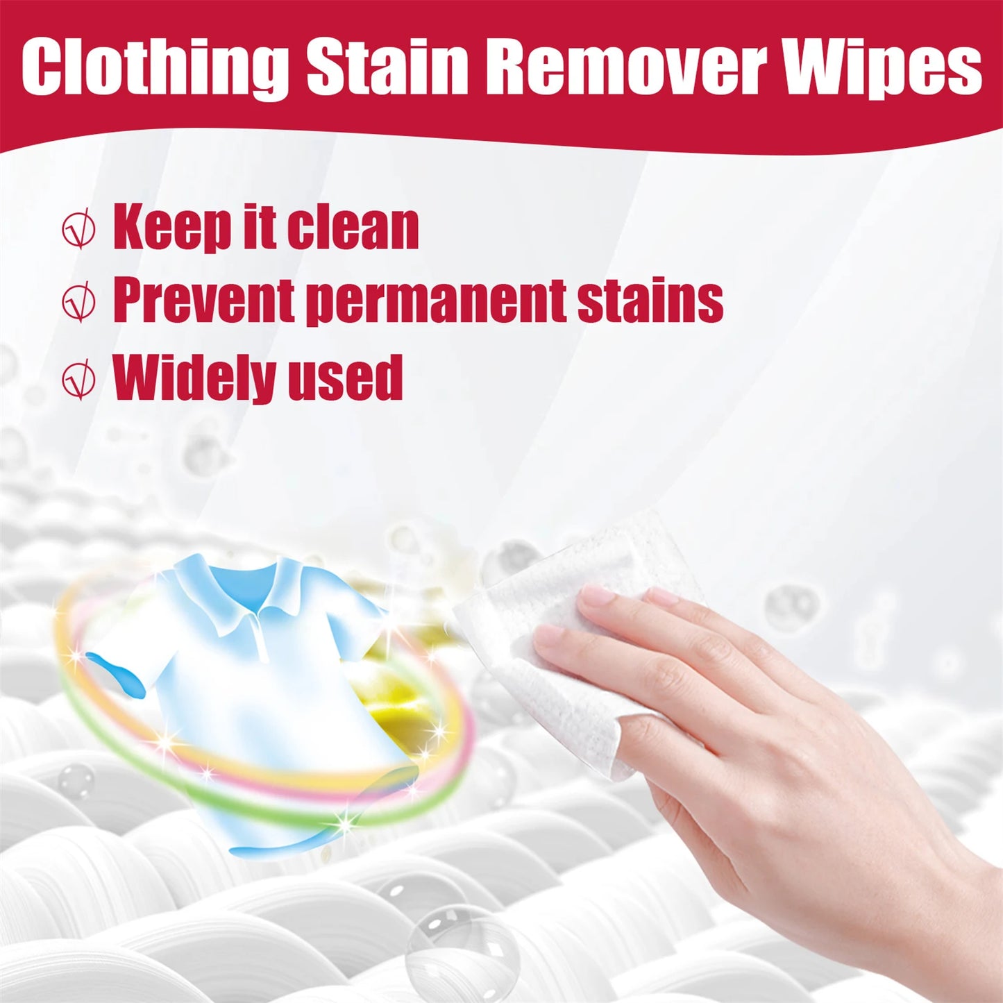 20/40/100/200Pcs Clothing Wipes Jacket Shirt Blouse Color Protection Stain Removal Wet Wipes Multifunction Clothes Cleaner